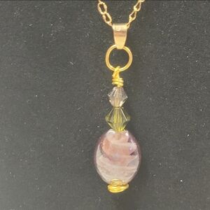 Gold and Purple Resin Stone Necklace